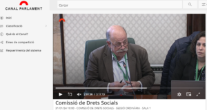 El presidente de la Fundació Vimar participa en la Comisión de Derechos Sociales